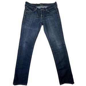 Old Navy The Diva Jeans Women 8 Long Blue Straight Leg Low Rise Stretch